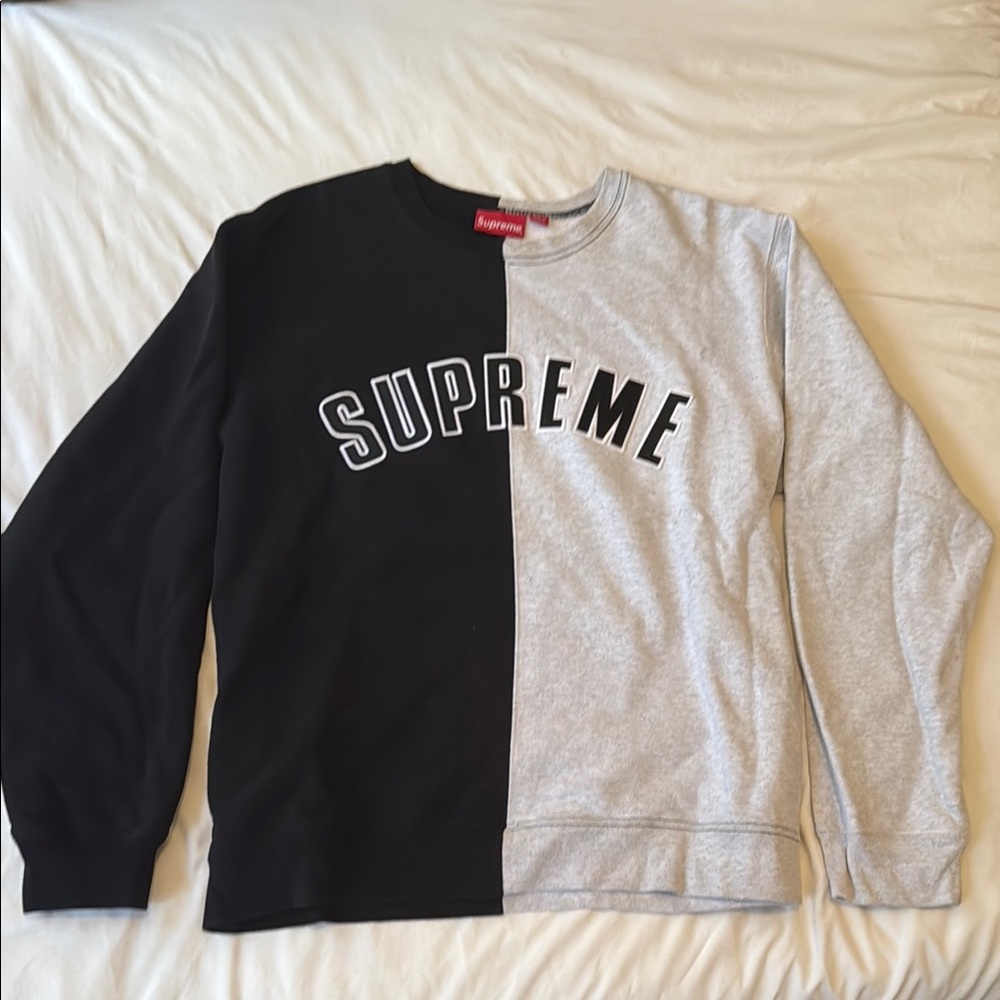 Supreme Black and Gray Crewneck Sweater Bold Design